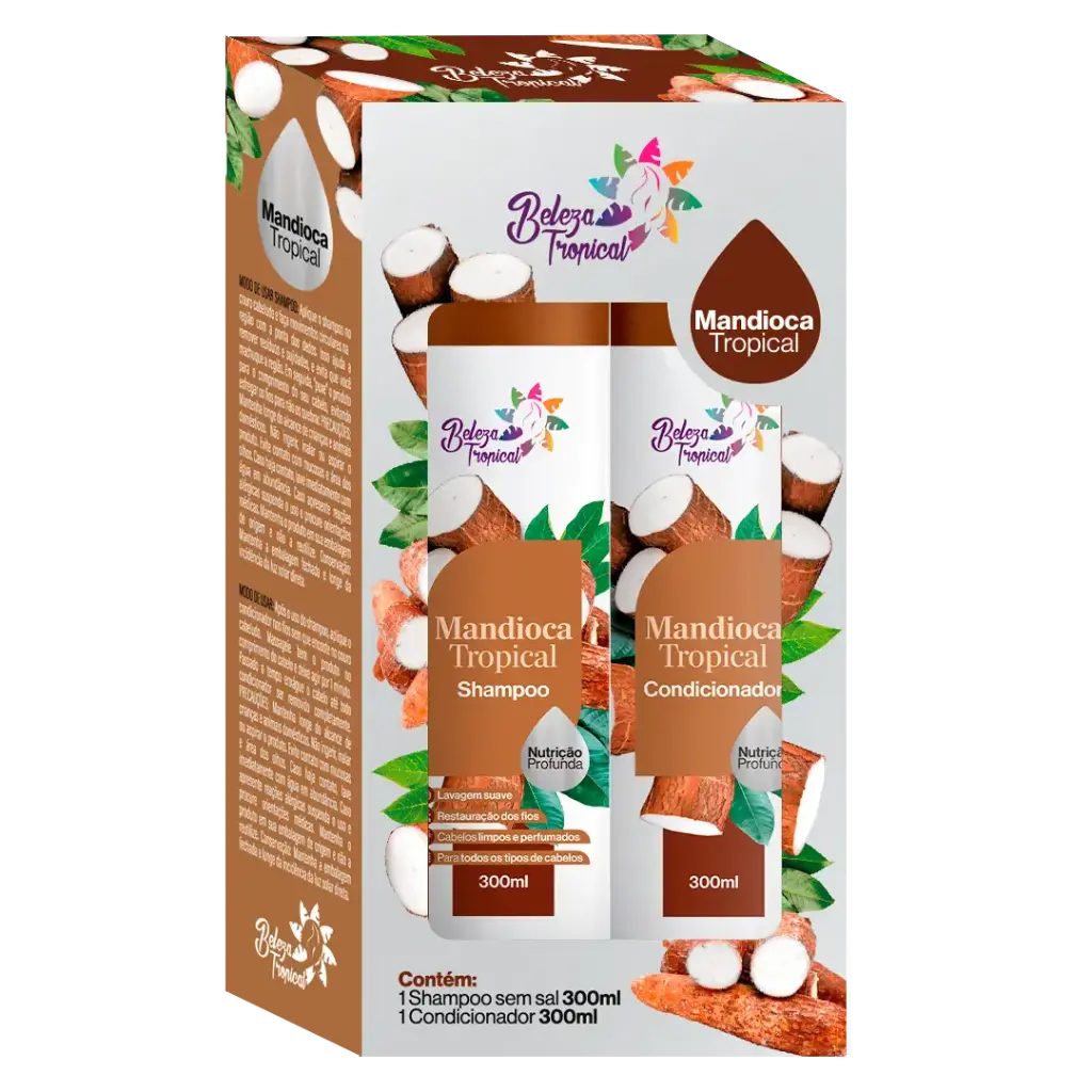 [5939695] Kit Shampoo e Condicionador Beleza Tropical 300 ml - Mandioca