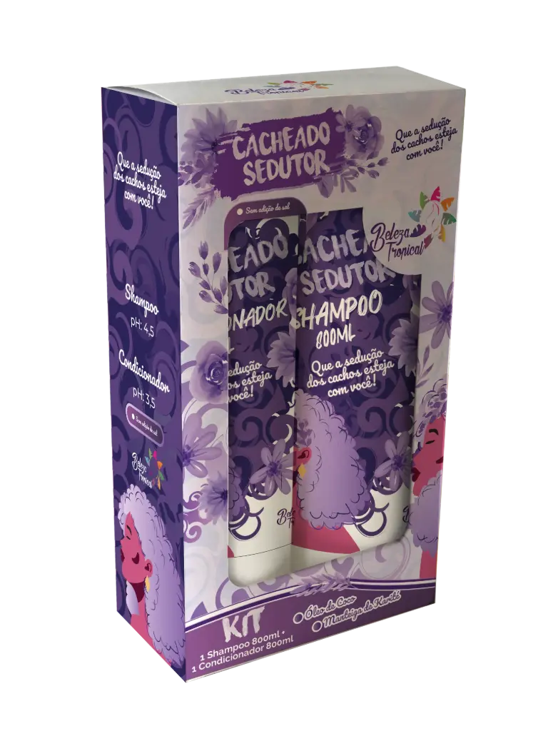[5938061] Kit Shampoo e Condicionador Beleza Tropical 800 ml  - Cacheado Sedutor